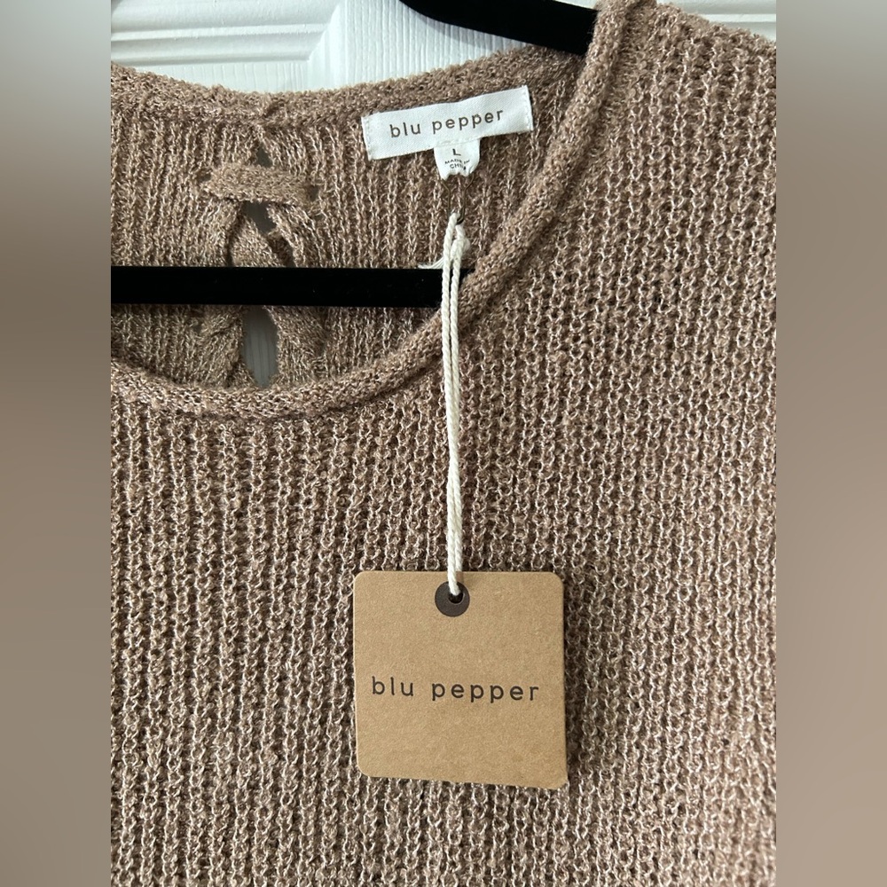 Blu Pepper Women's Tan Knit Tank Top - Picture 4 of 6